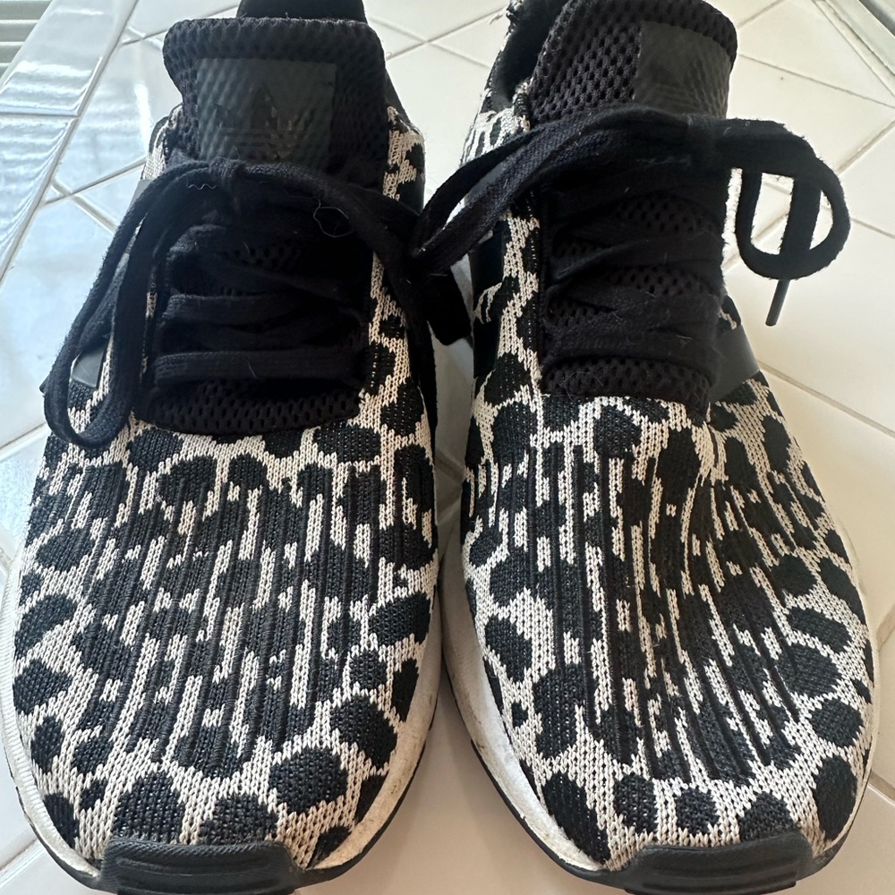 Adidas Black and White Animal Print Sneakers